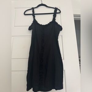 Black Ruffled linen Dress